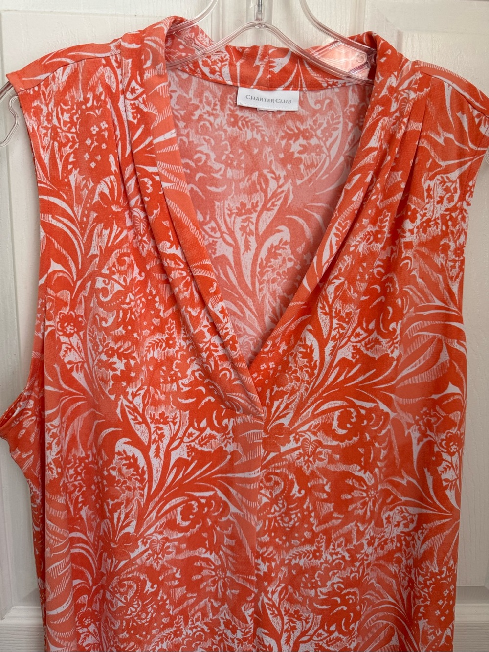 Charter Club Orange Floral Sleeveless
Drape Neck Blouse XXL - Picture 3 of 10
